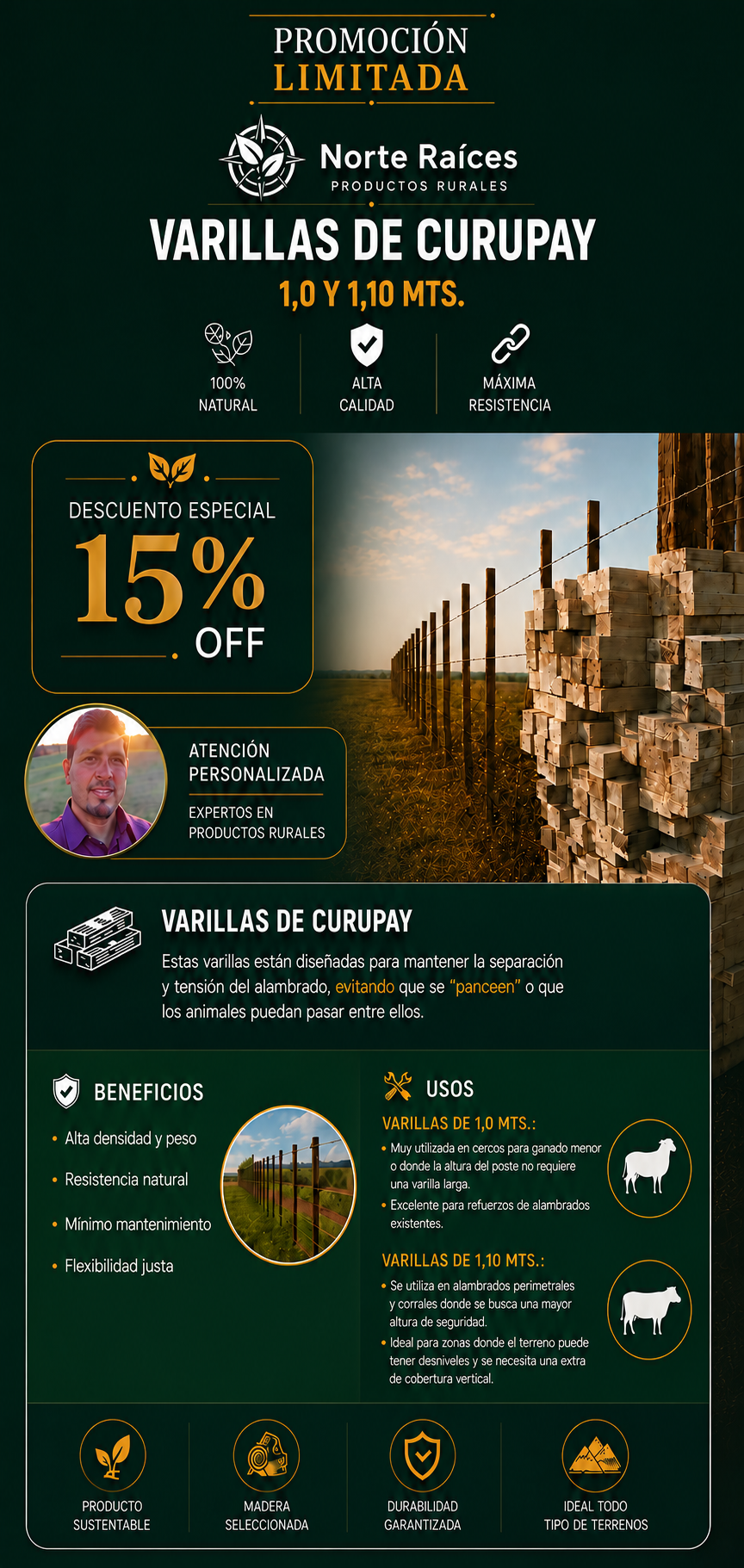 Varillas de Curupay Norte Raices