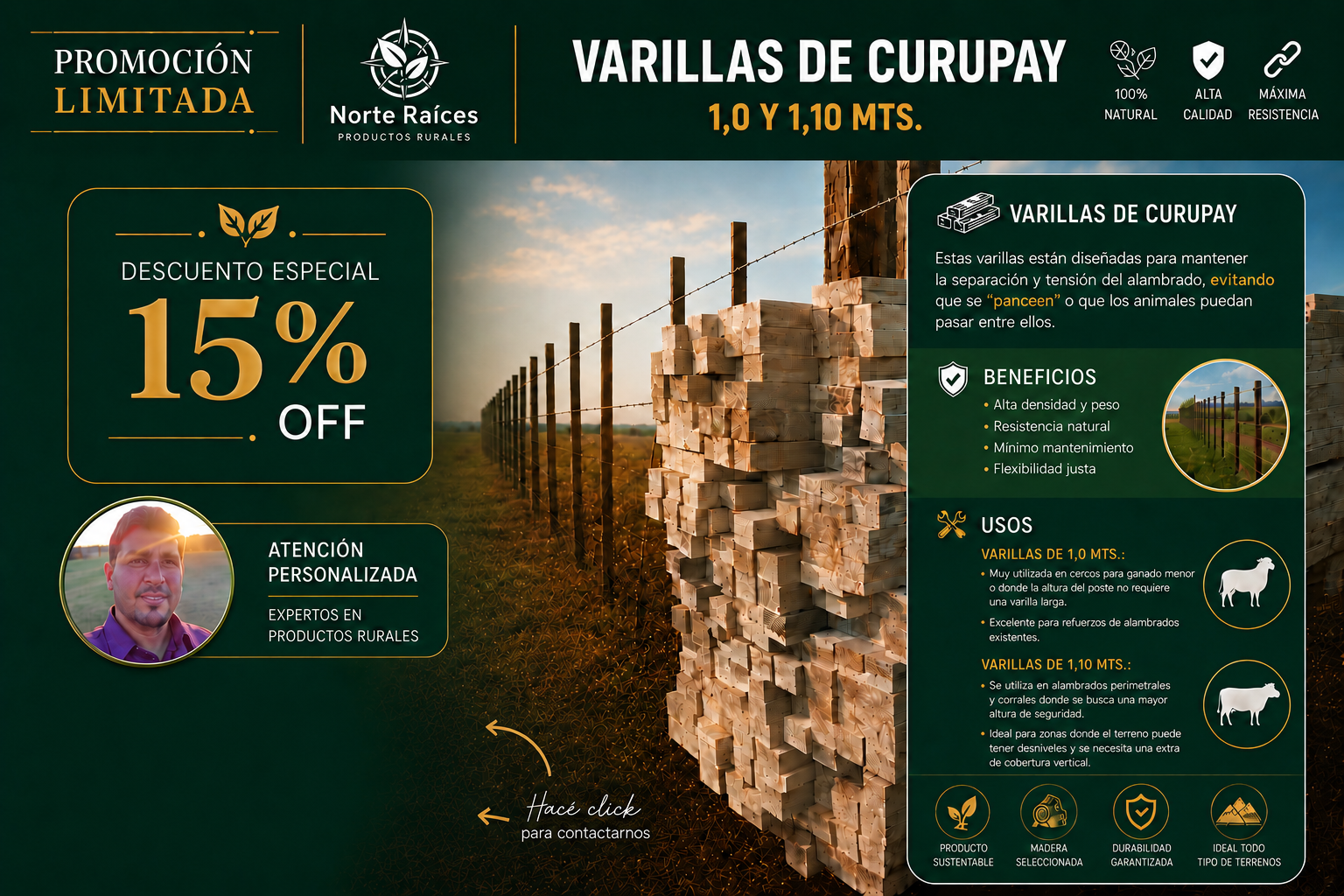 Varillas de Curupay Norte Raices